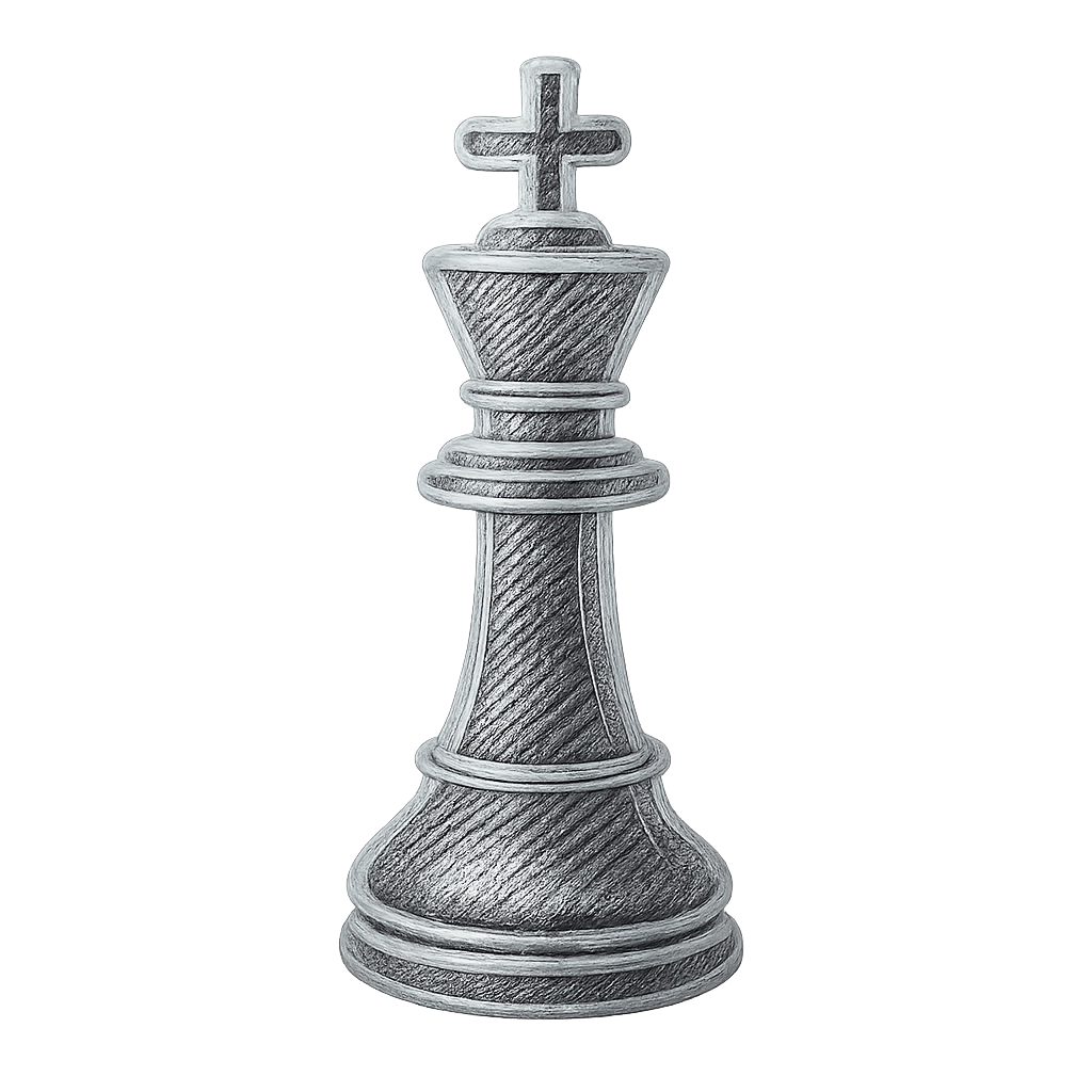 lineart Chess piece drawing in white pencil sketch and transparent background-1